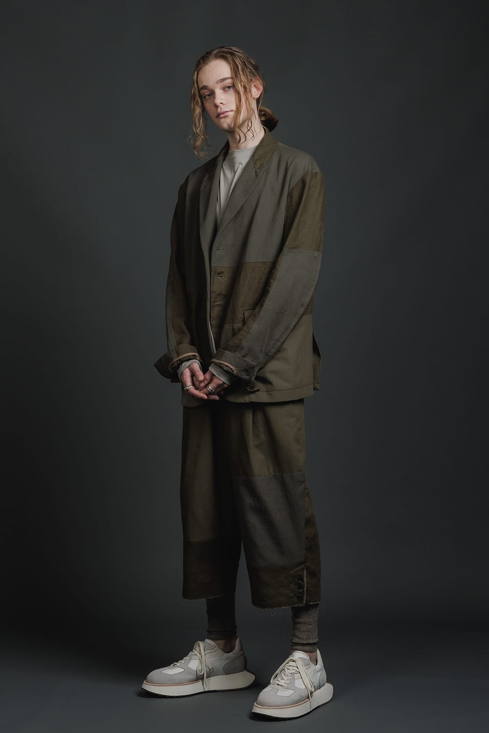 Fragment Cropped Trousers Dark Olive