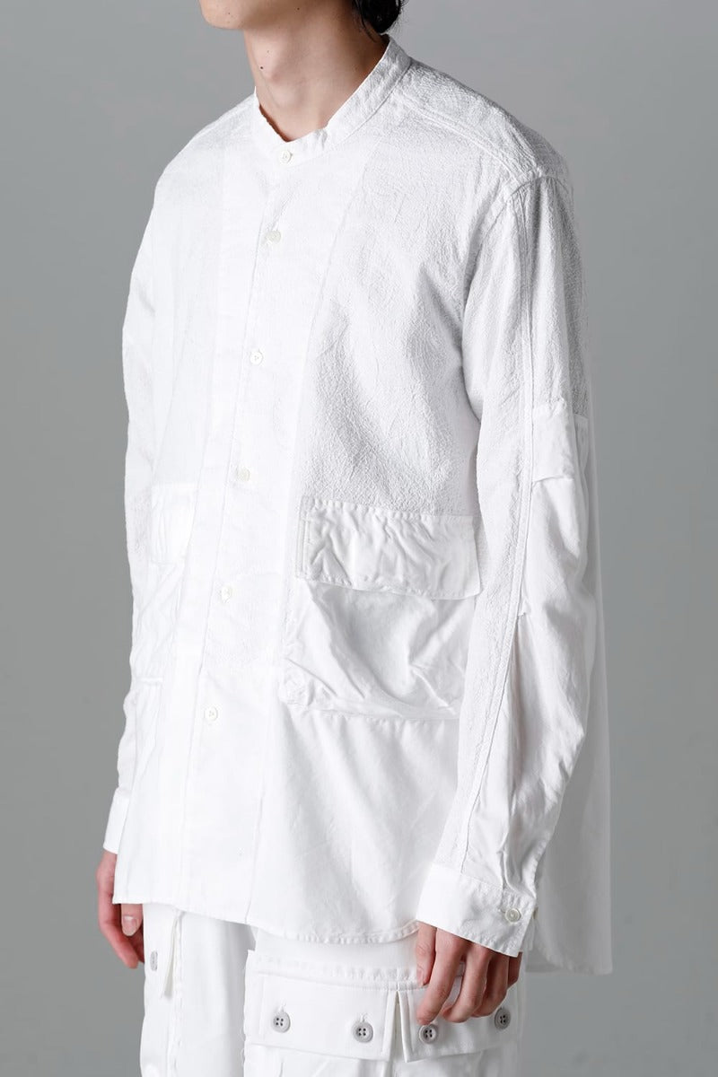 Embroidered Cloth Band Collar Shirt