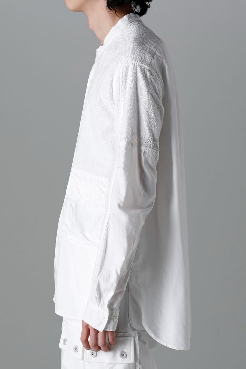 Embroidered Cloth Band Collar Shirt