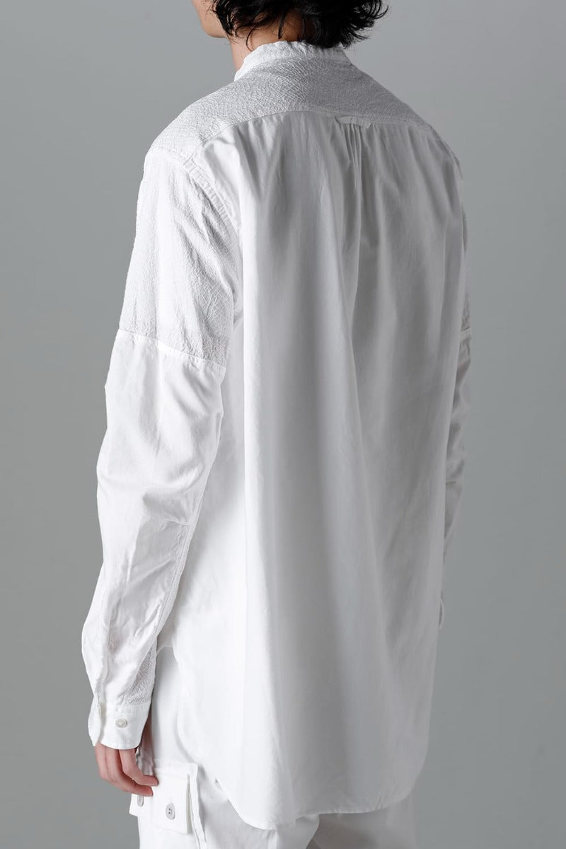 Embroidered Cloth Band Collar Shirt