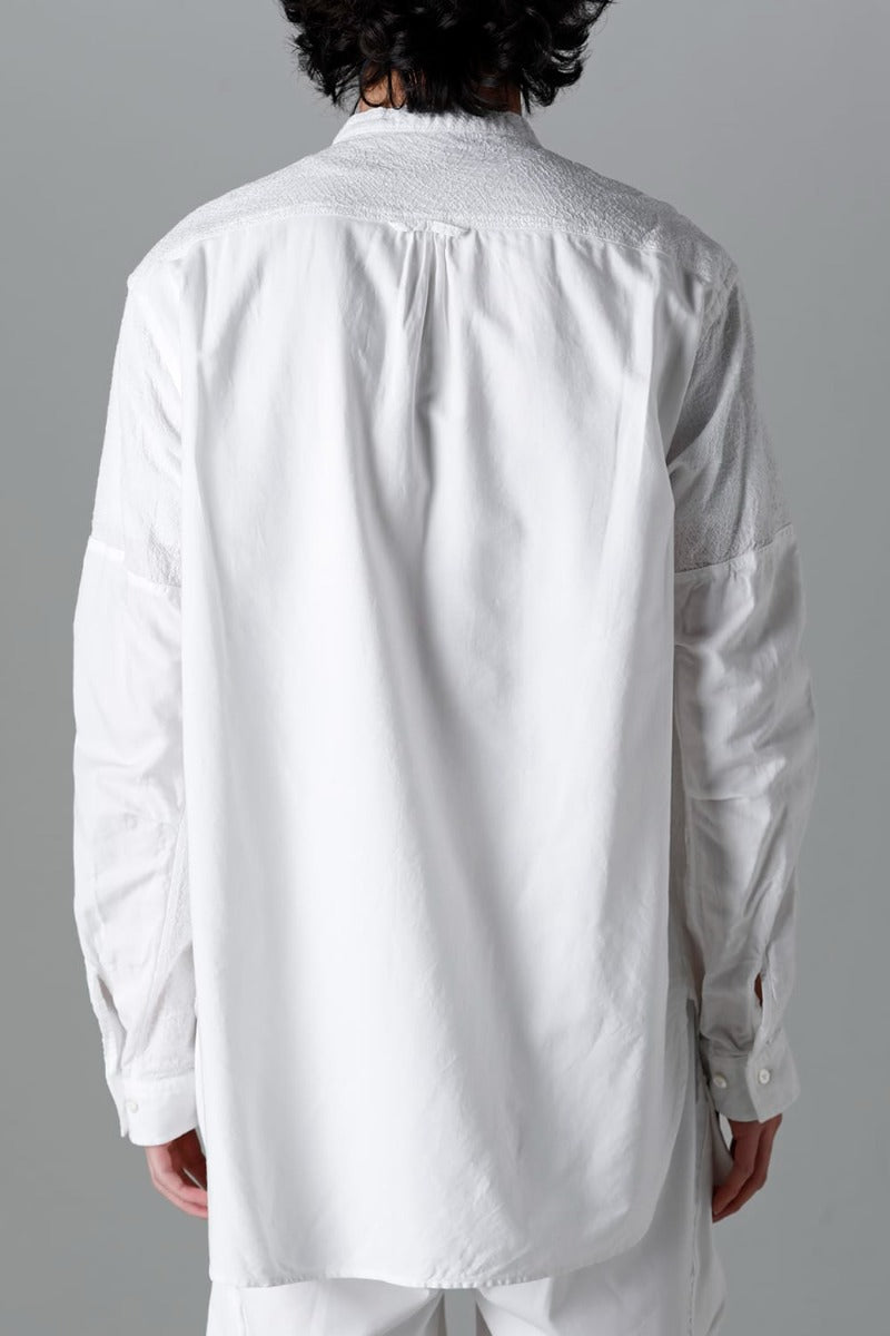 Embroidered Cloth Band Collar Shirt