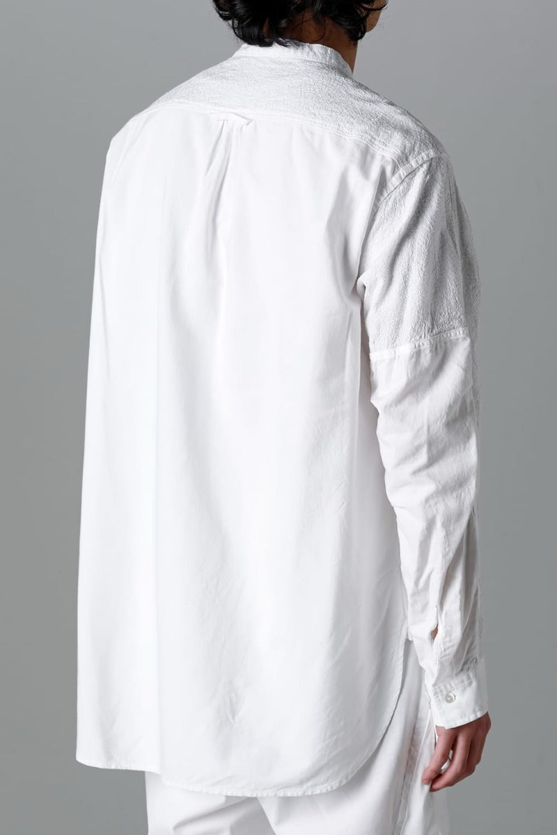 Embroidered Cloth Band Collar Shirt