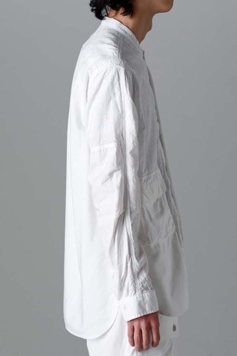 Embroidered Cloth Band Collar Shirt