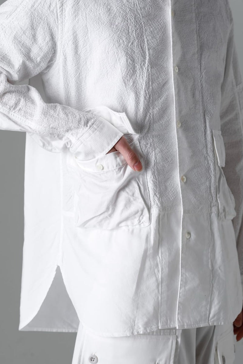 Embroidered Cloth Band Collar Shirt