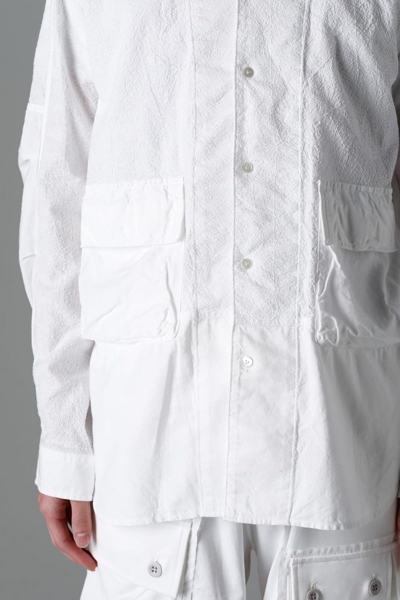 Embroidered Cloth Band Collar Shirt