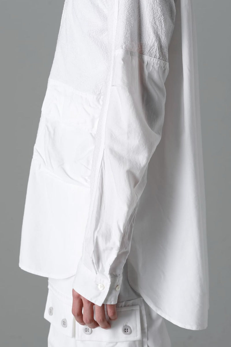 Embroidered Cloth Band Collar Shirt