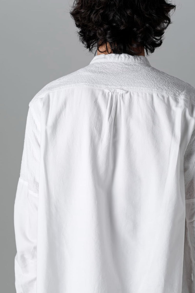 Embroidered Cloth Band Collar Shirt