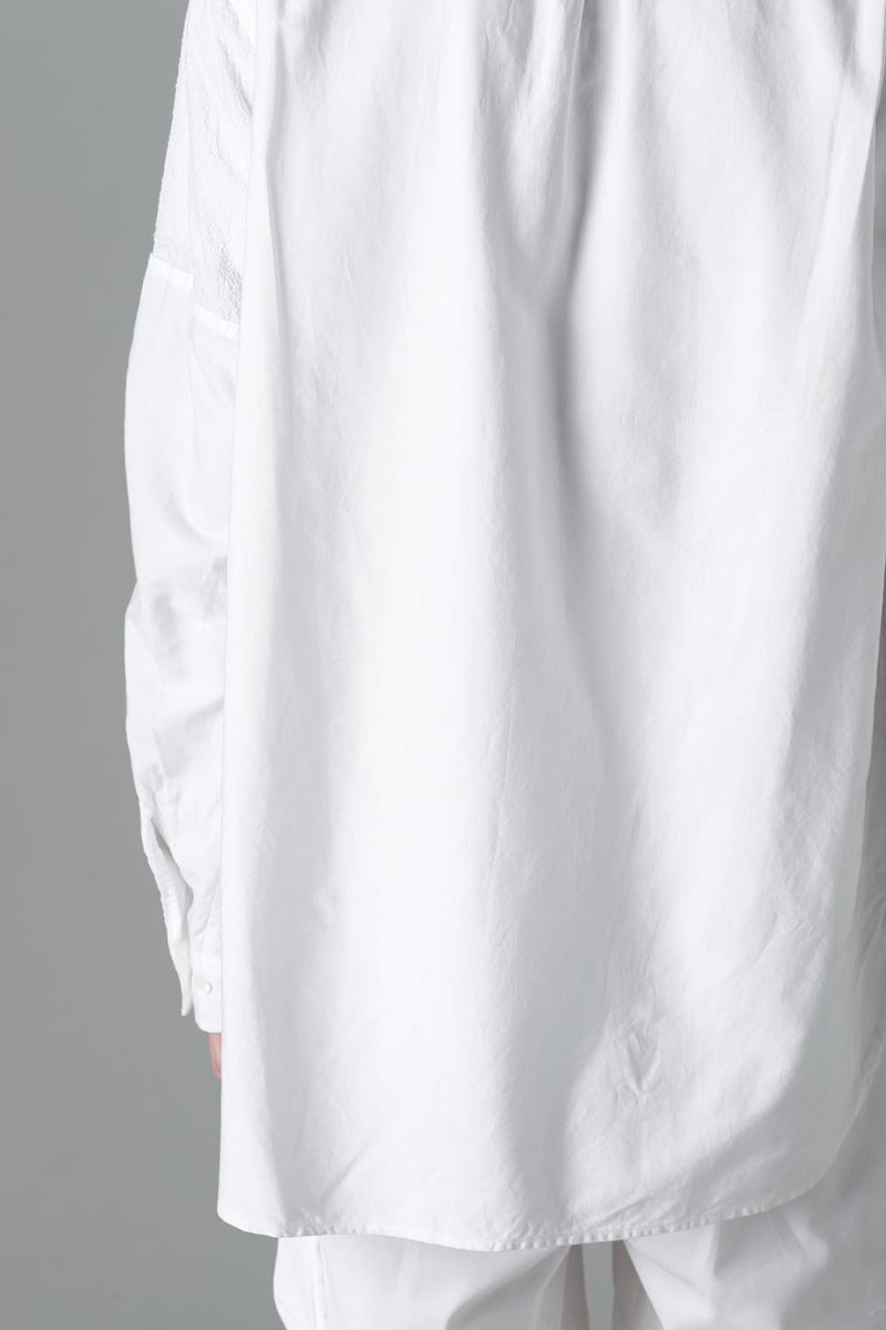 Embroidered Cloth Band Collar Shirt