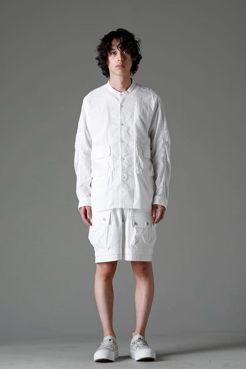 Embroidered Cloth Band Collar Shirt