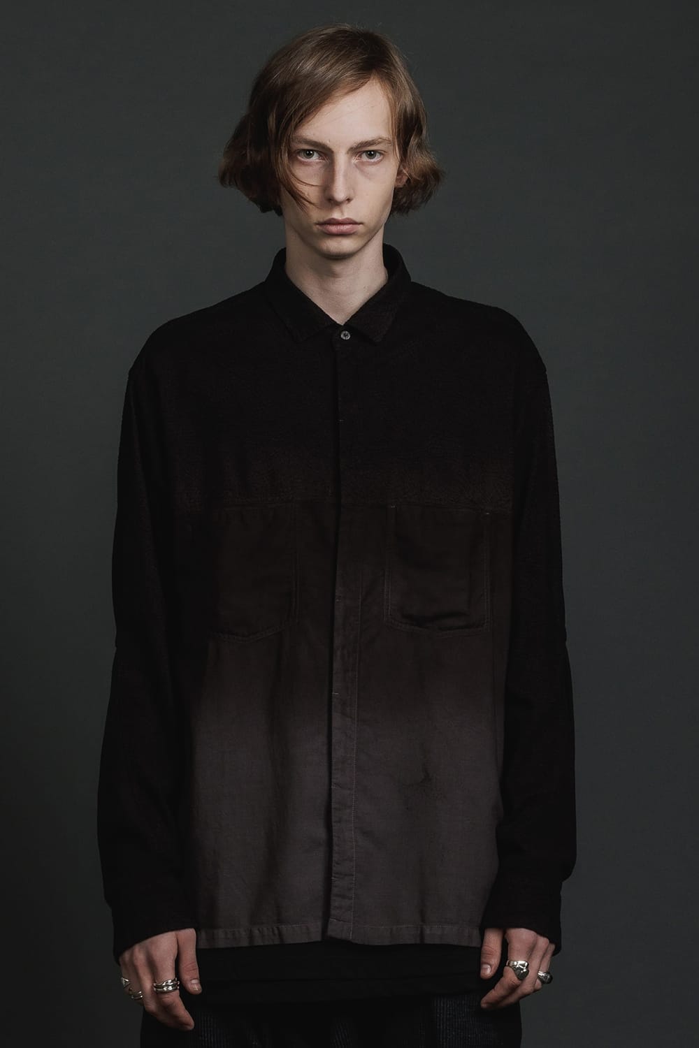 Embroidered Cloth Gradation Dye Shirt