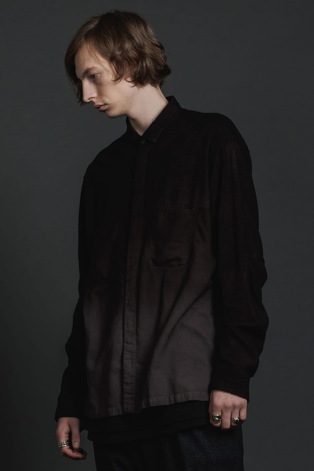 Embroidered Cloth Gradation Dye Shirt