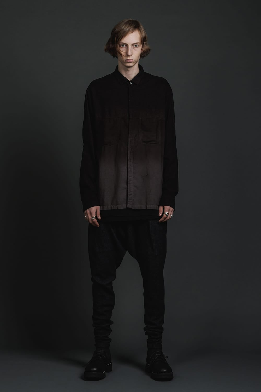 Embroidered Cloth Gradation Dye Shirt