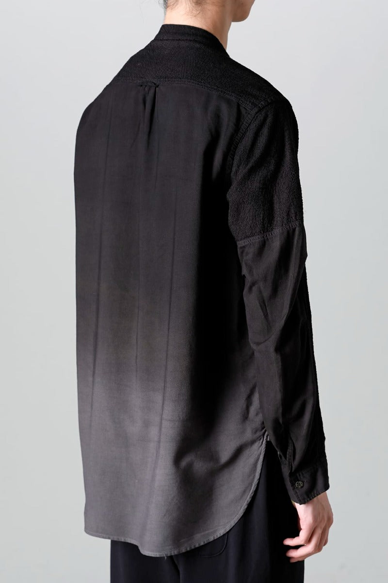 Embroidered Cloth Gradation Dye Band Collar Shirt