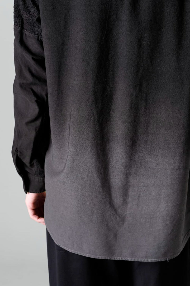 Embroidered Cloth Gradation Dye Band Collar Shirt