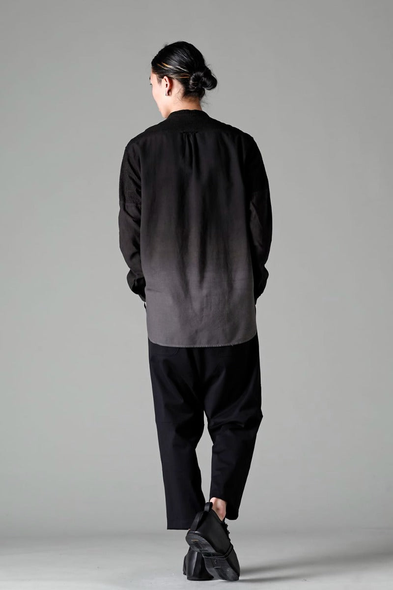 Embroidered Cloth Gradation Dye Band Collar Shirt