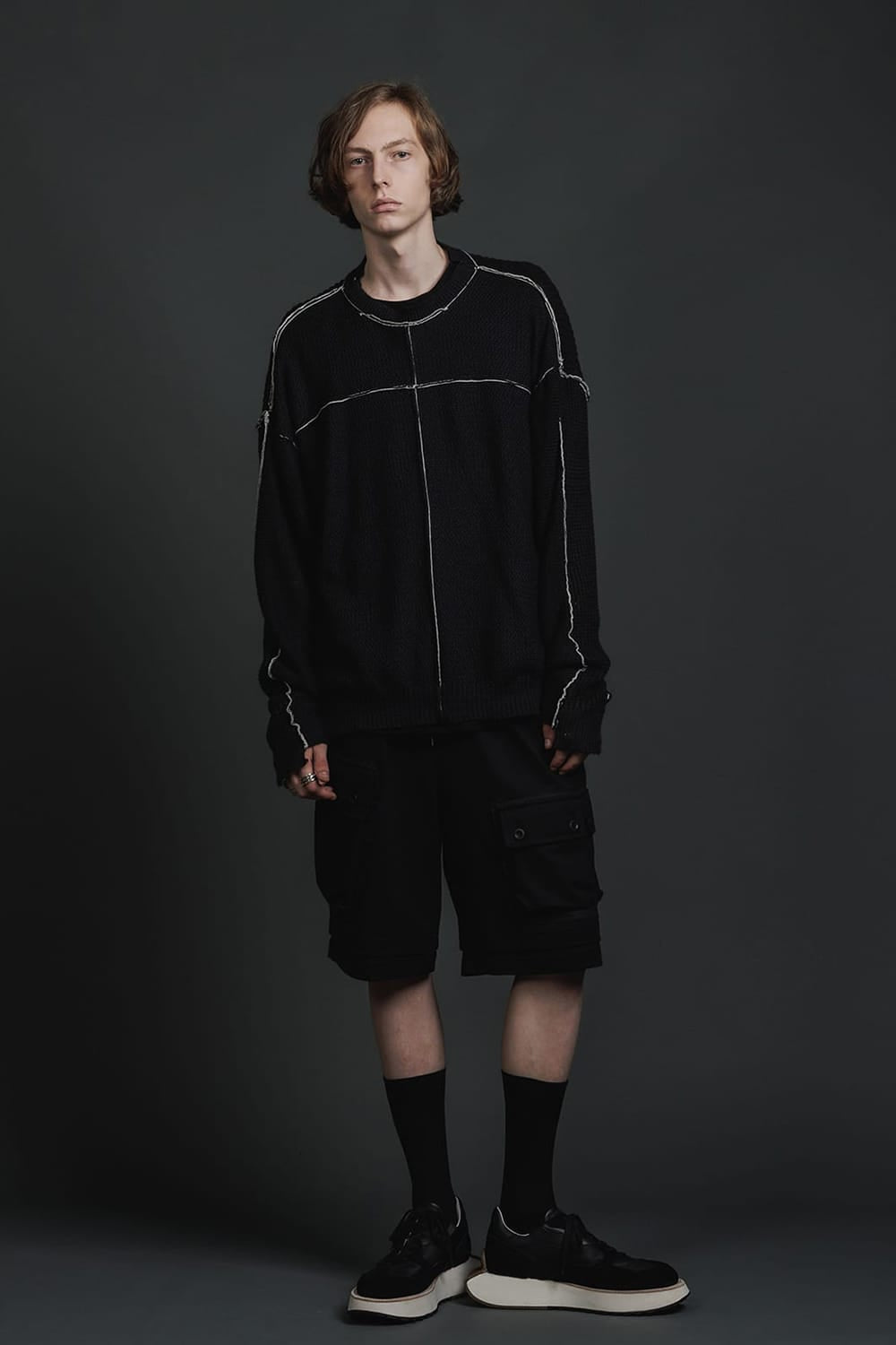 Hard Twisted Ramie Yarn  Sweater  Black