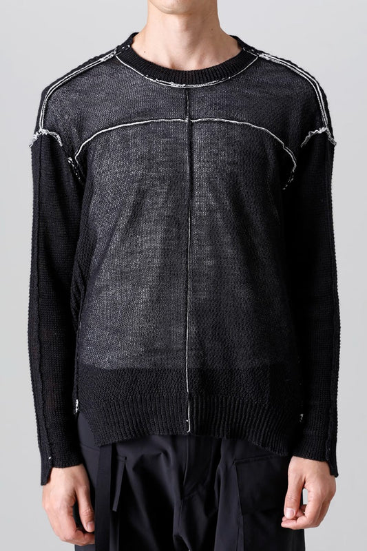 Hard Twisted Ramie Yarn  Sweater  Black