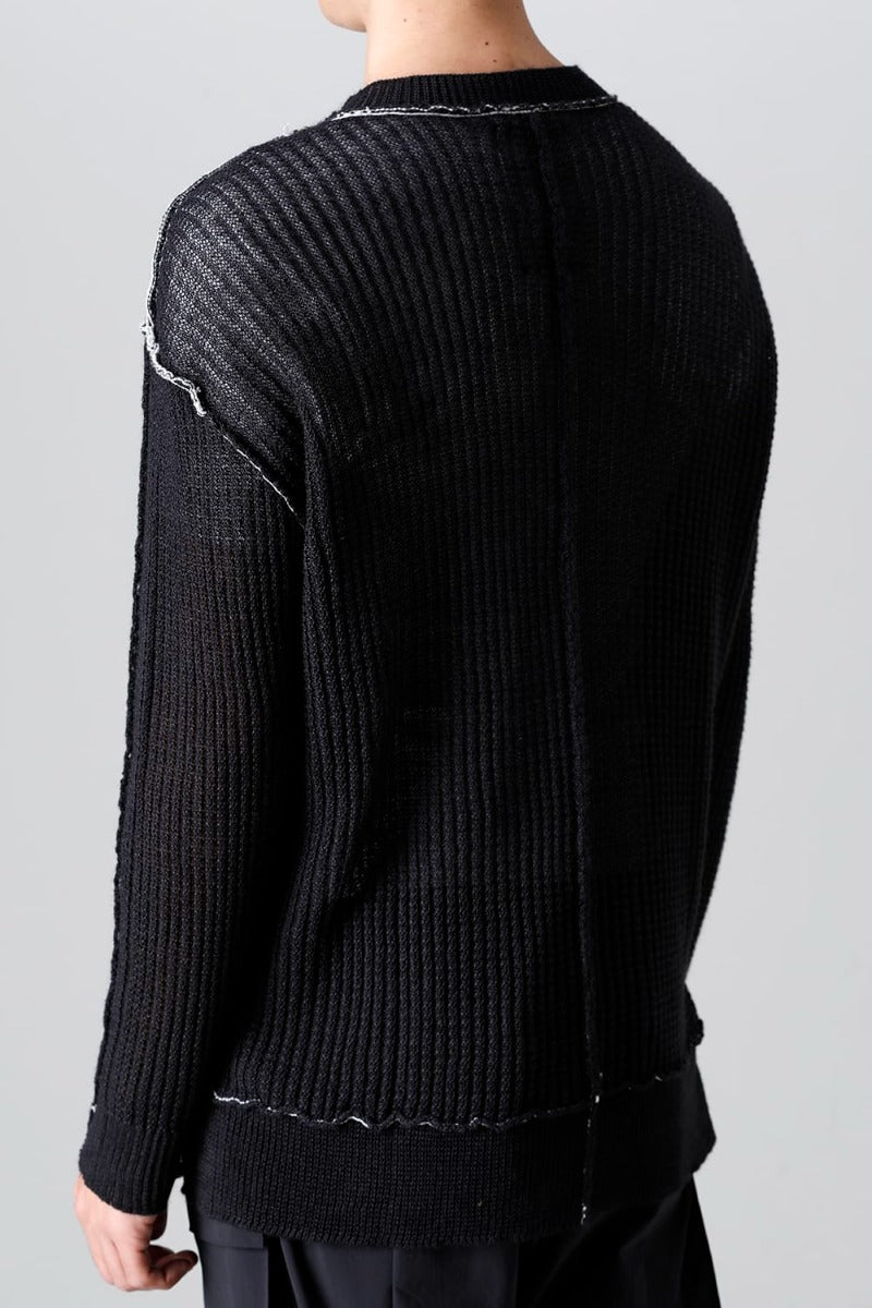 Hard Twisted Ramie Yarn  Sweater  Black