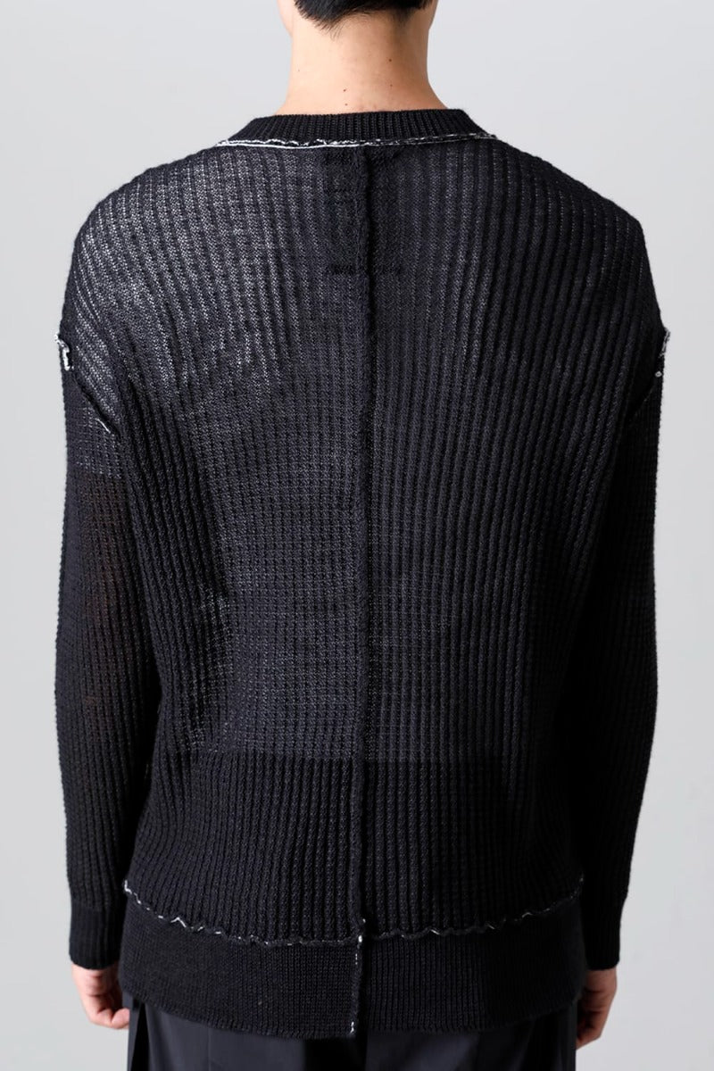 Hard Twisted Ramie Yarn  Sweater  Black