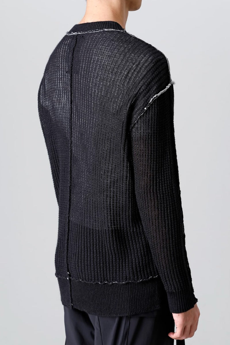 Hard Twisted Ramie Yarn  Sweater  Black