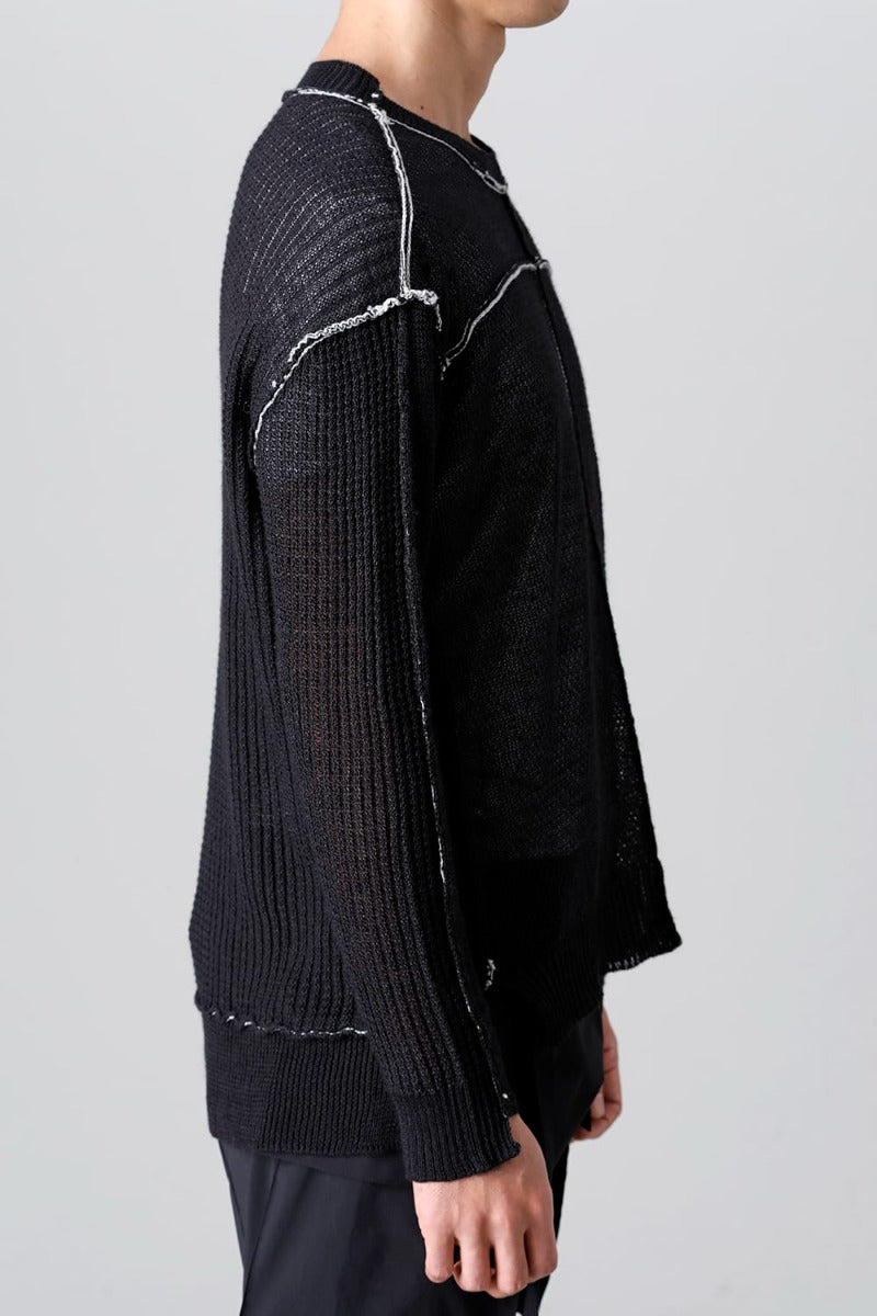 Hard Twisted Ramie Yarn  Sweater  Black