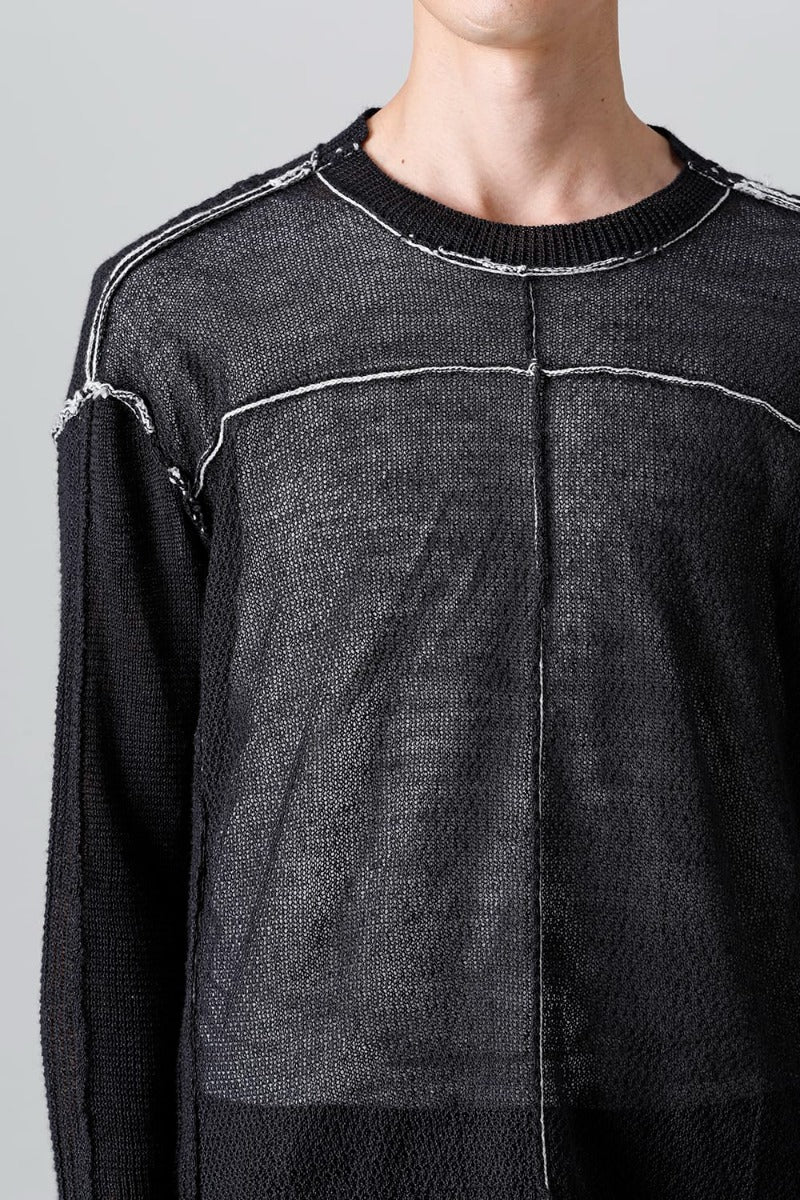 Hard Twisted Ramie Yarn  Sweater  Black