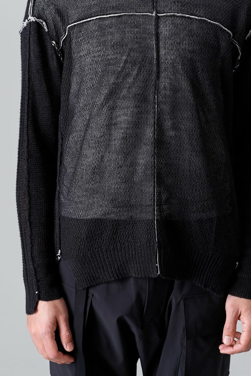 Hard Twisted Ramie Yarn  Sweater  Black