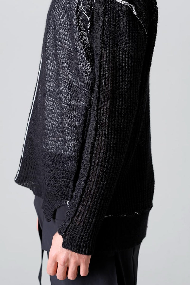 Hard Twisted Ramie Yarn  Sweater  Black