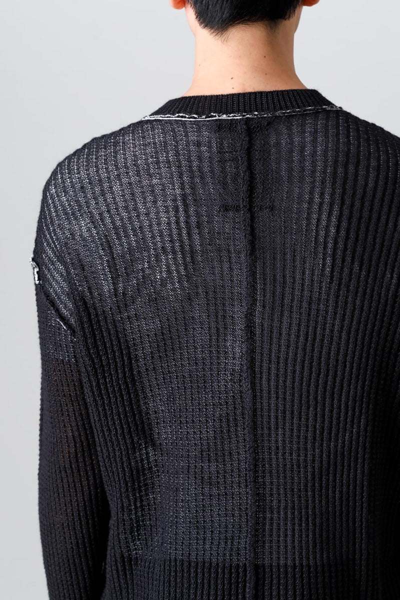 Hard Twisted Ramie Yarn  Sweater  Black