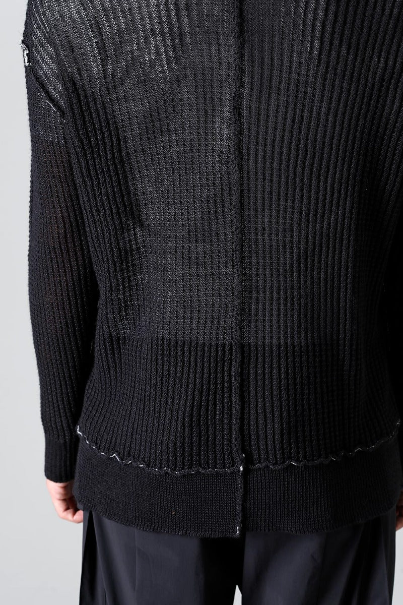 Hard Twisted Ramie Yarn  Sweater  Black