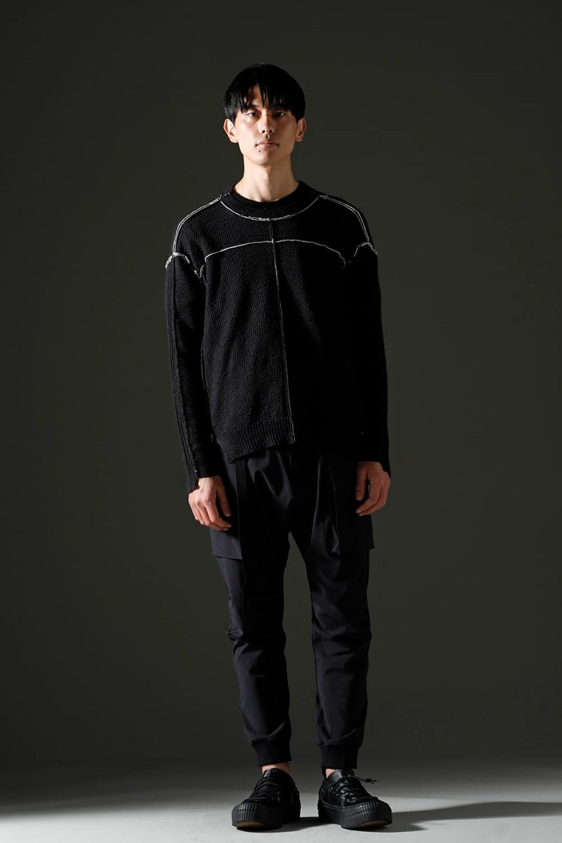 Hard Twisted Ramie Yarn  Sweater  Black