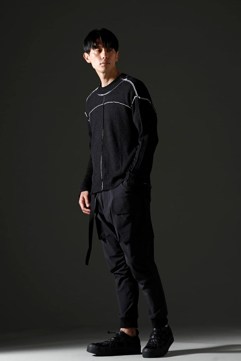 Hard Twisted Ramie Yarn  Sweater  Black