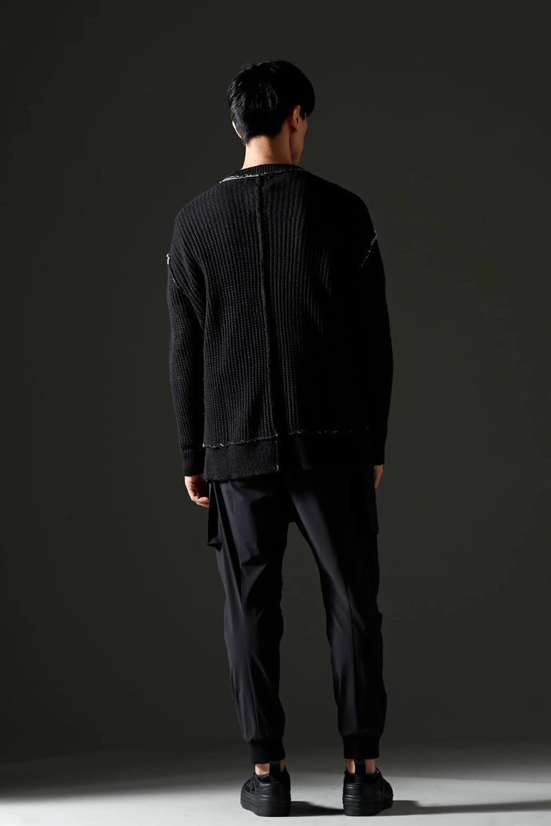 Hard Twisted Ramie Yarn  Sweater  Black