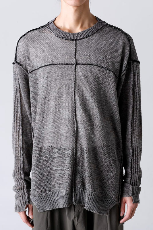 Hard Twisted Ramie Yarn  Sweater  Gray Brown