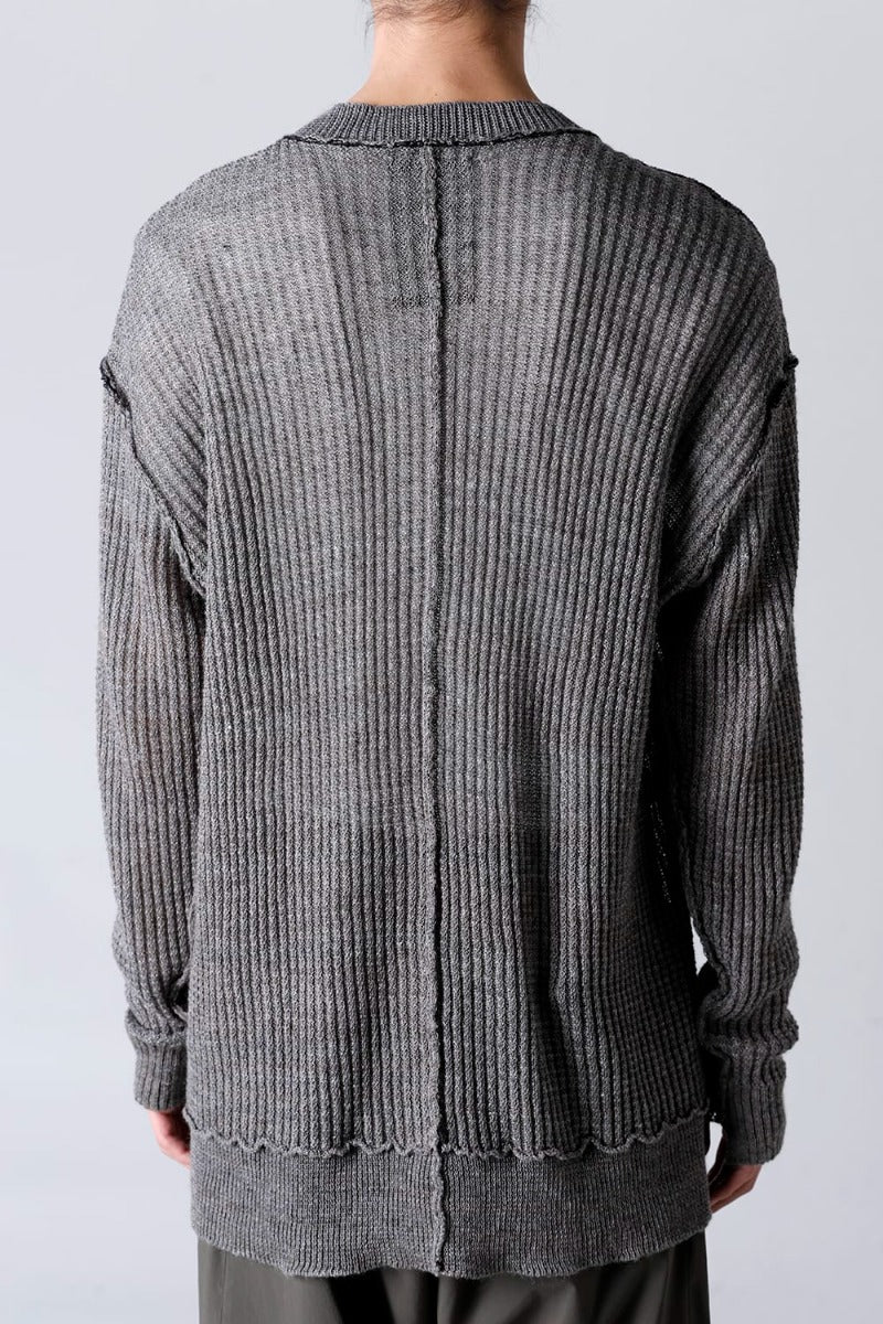 Hard Twisted Ramie Yarn  Sweater  Gray Brown