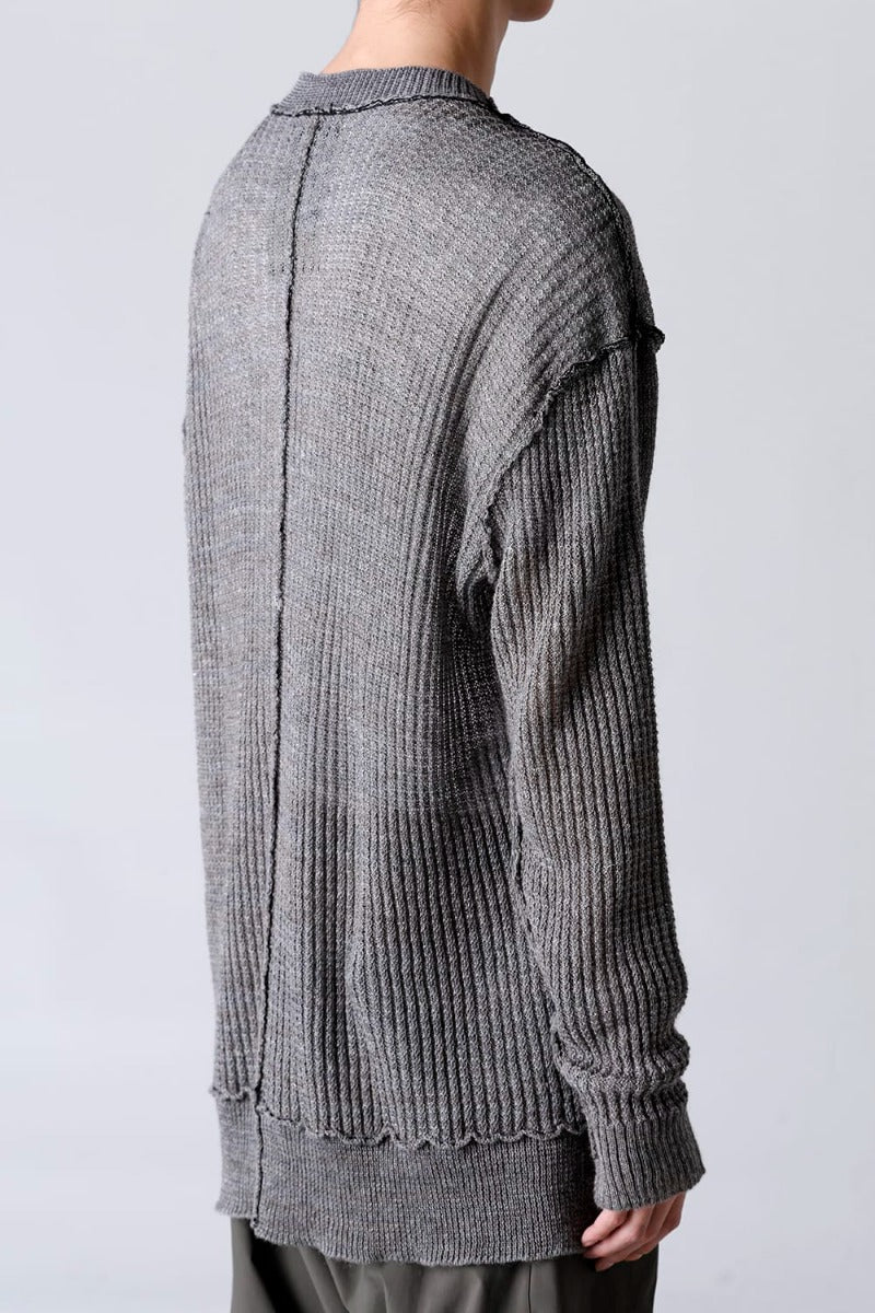 Hard Twisted Ramie Yarn  Sweater  Gray Brown