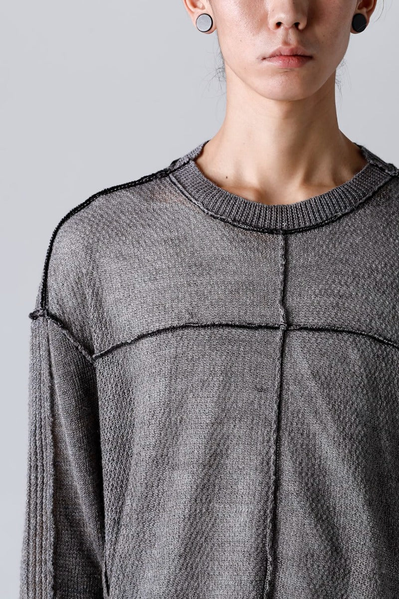 Hard Twisted Ramie Yarn  Sweater  Gray Brown