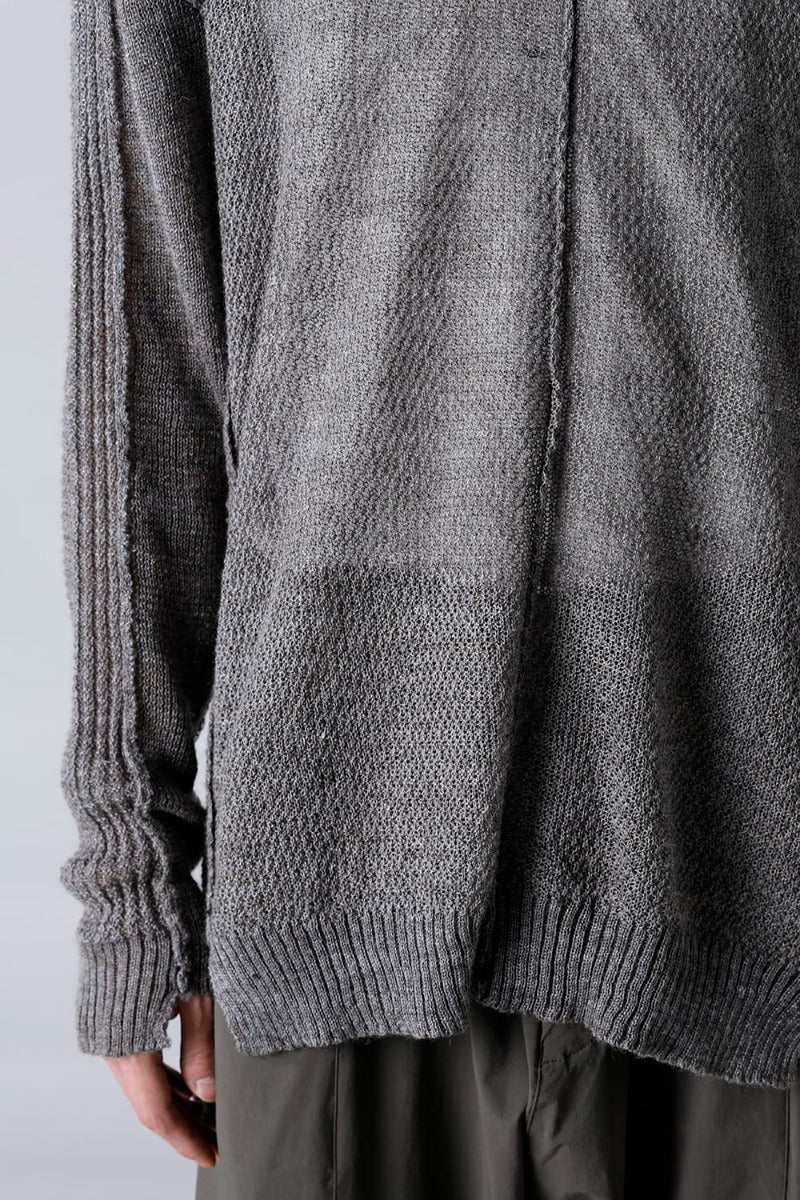 Hard Twisted Ramie Yarn  Sweater  Gray Brown