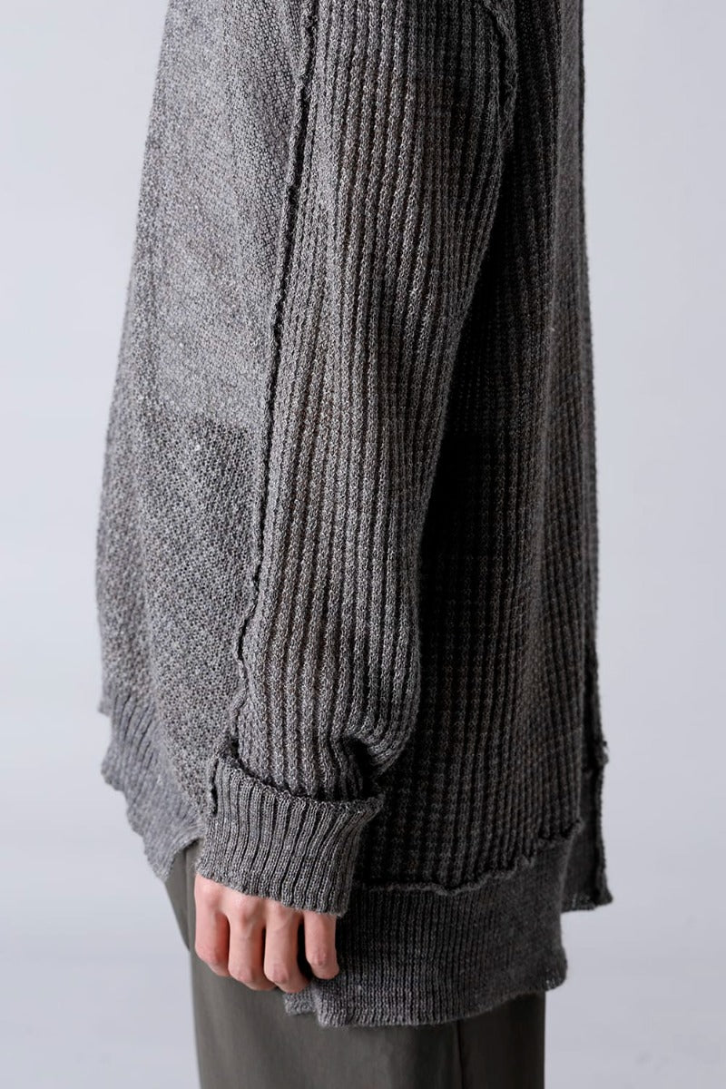 Hard Twisted Ramie Yarn  Sweater  Gray Brown