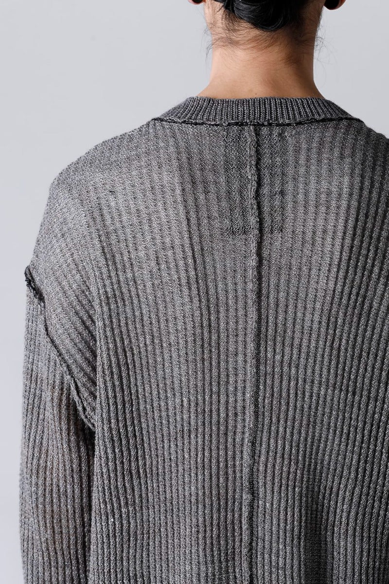 Hard Twisted Ramie Yarn  Sweater  Gray Brown