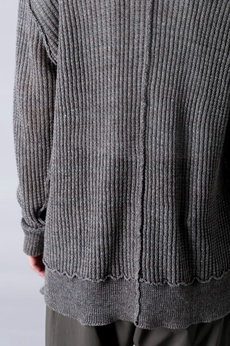 Hard Twisted Ramie Yarn  Sweater  Gray Brown