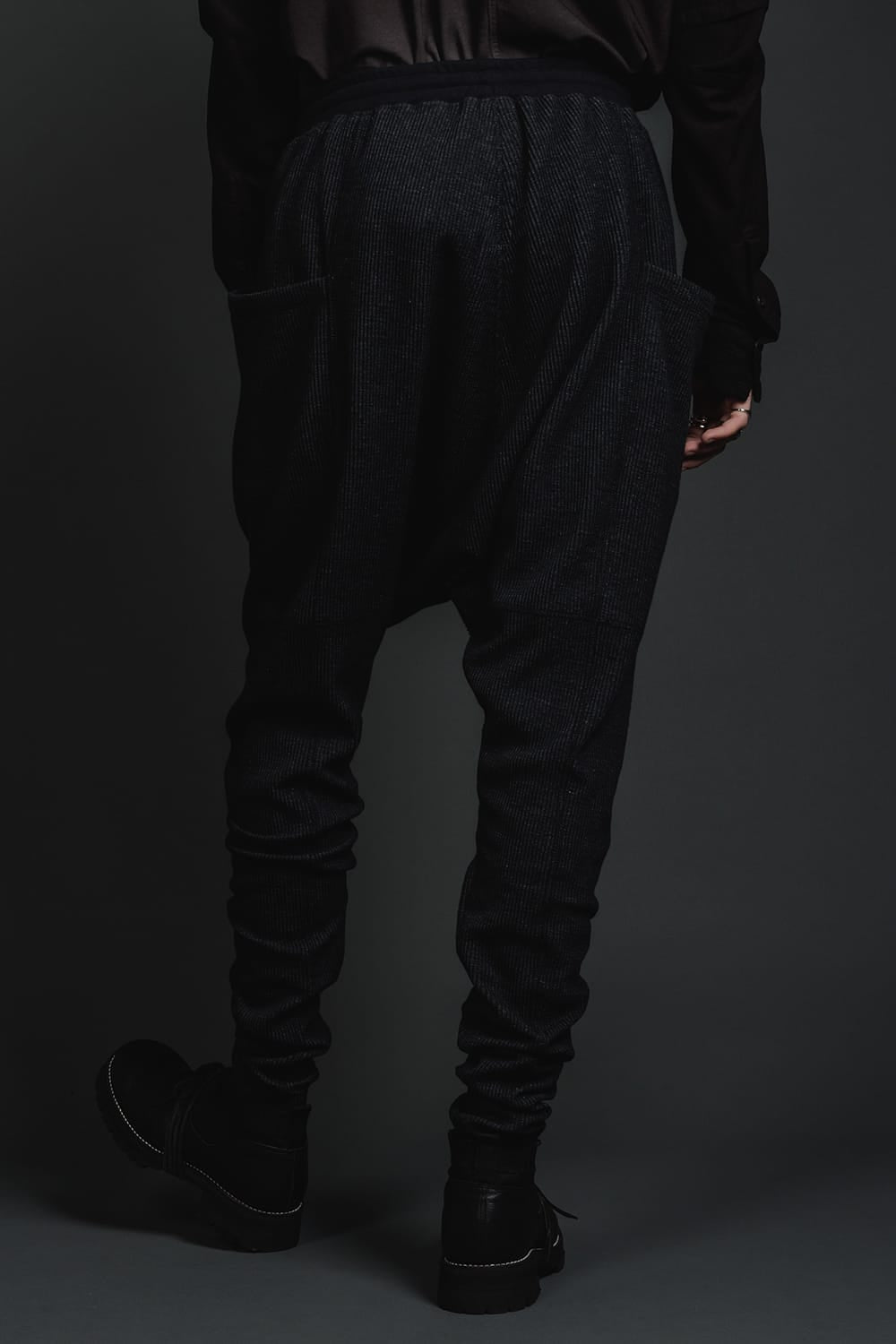 Stripe Knit Drop-Clotch Pants Black