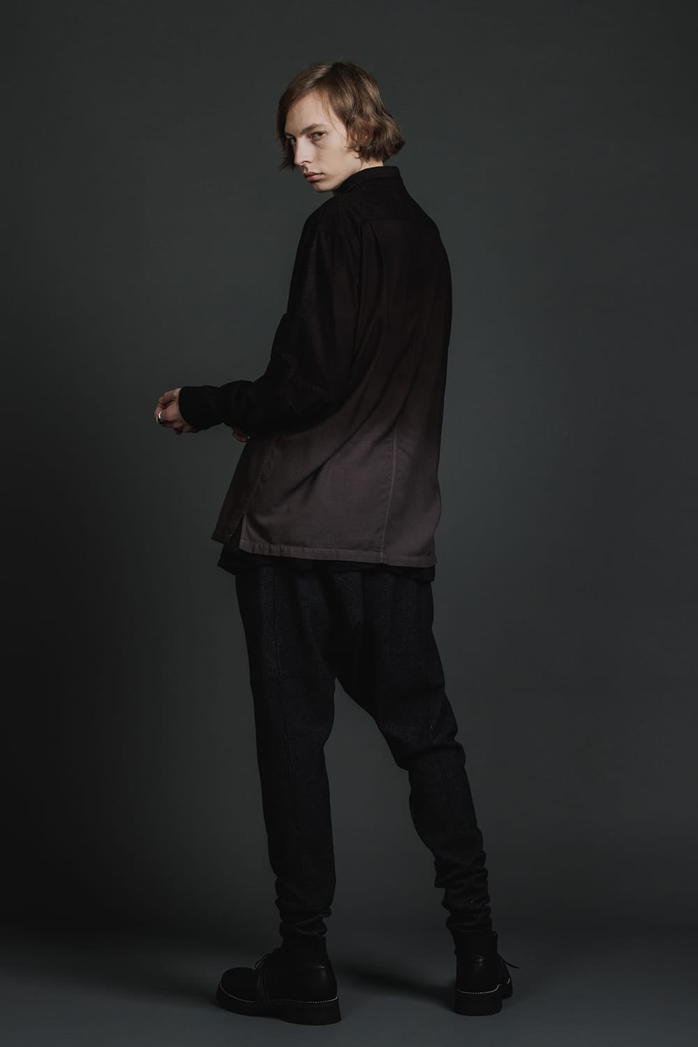 Stripe Knit Drop-Clotch Pants Black