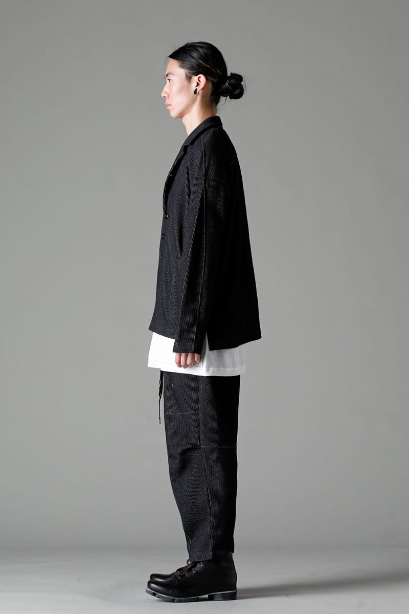 Stripe Knit Draw-Strings  Pants Black