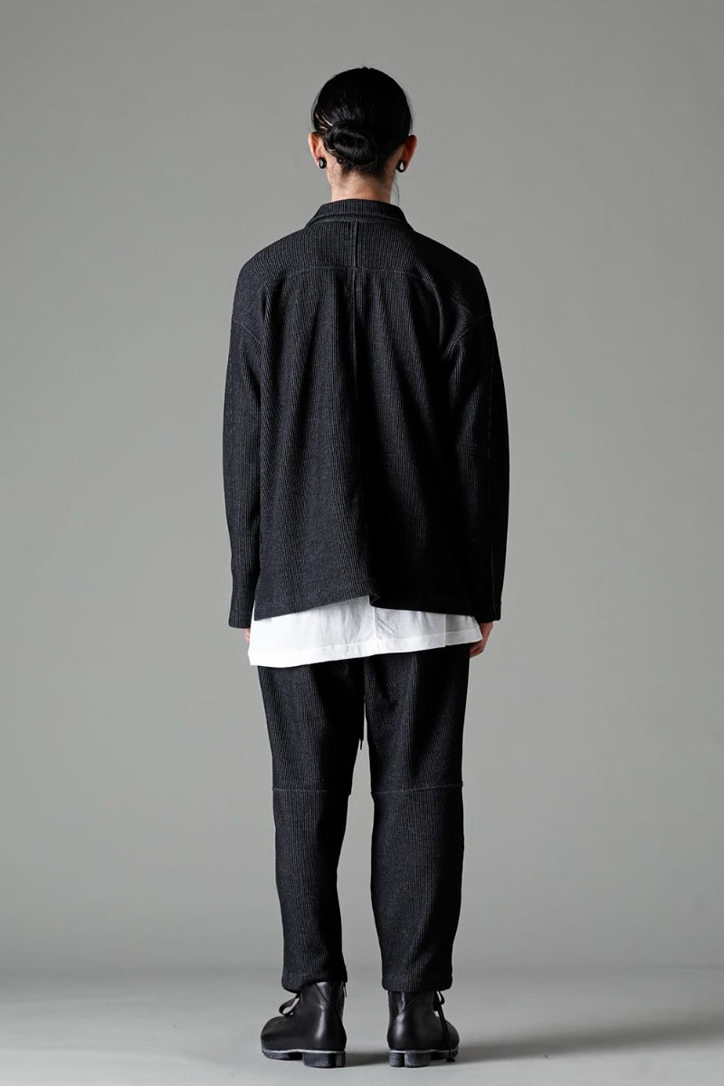 Stripe Knit Draw-Strings  Pants Black