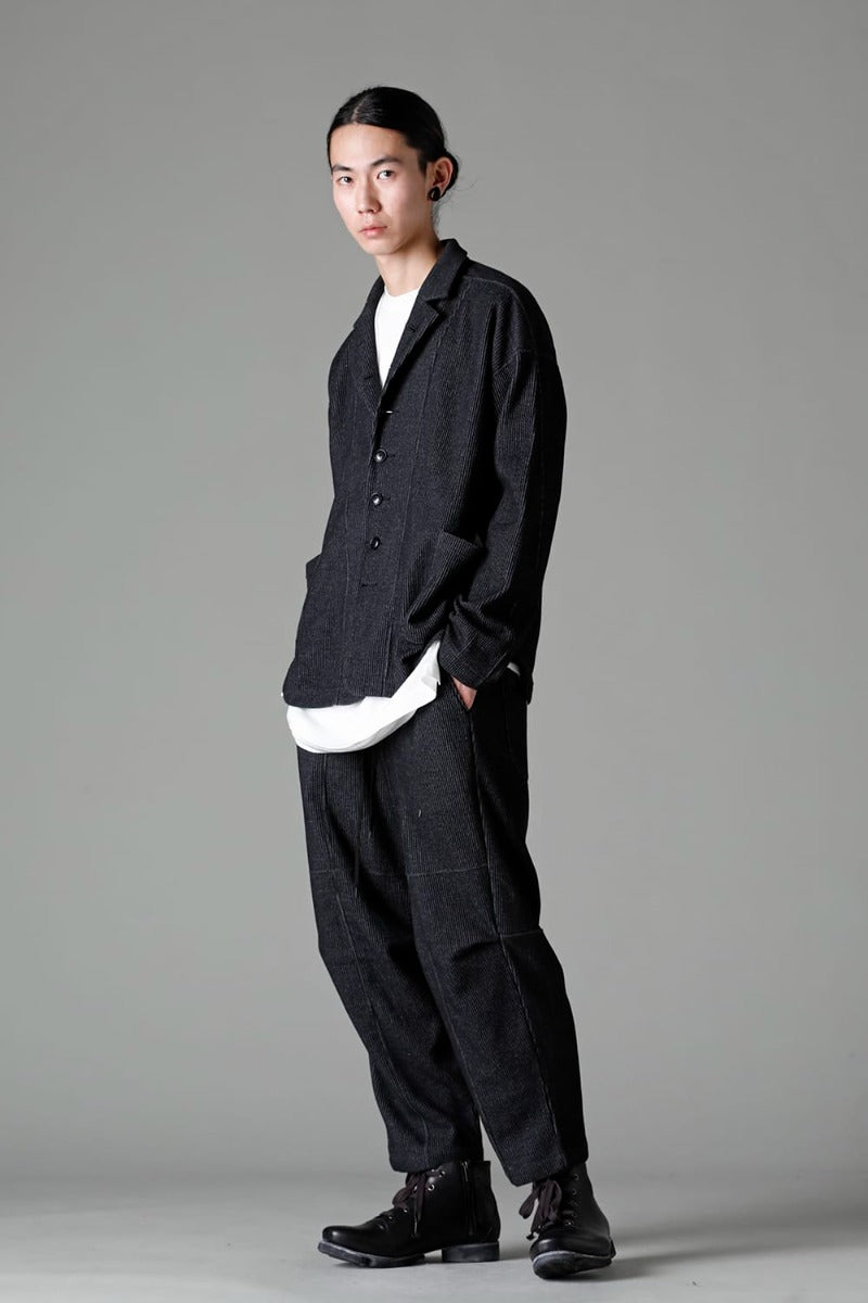 Stripe Knit Draw-Strings  Pants Black