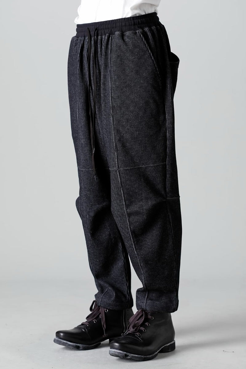 Stripe Knit Draw-Strings  Pants Black