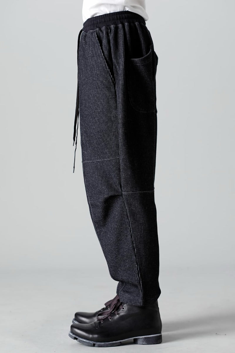 Stripe Knit Draw-Strings  Pants Black