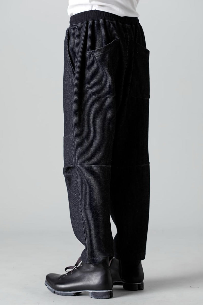 Stripe Knit Draw-Strings  Pants Black