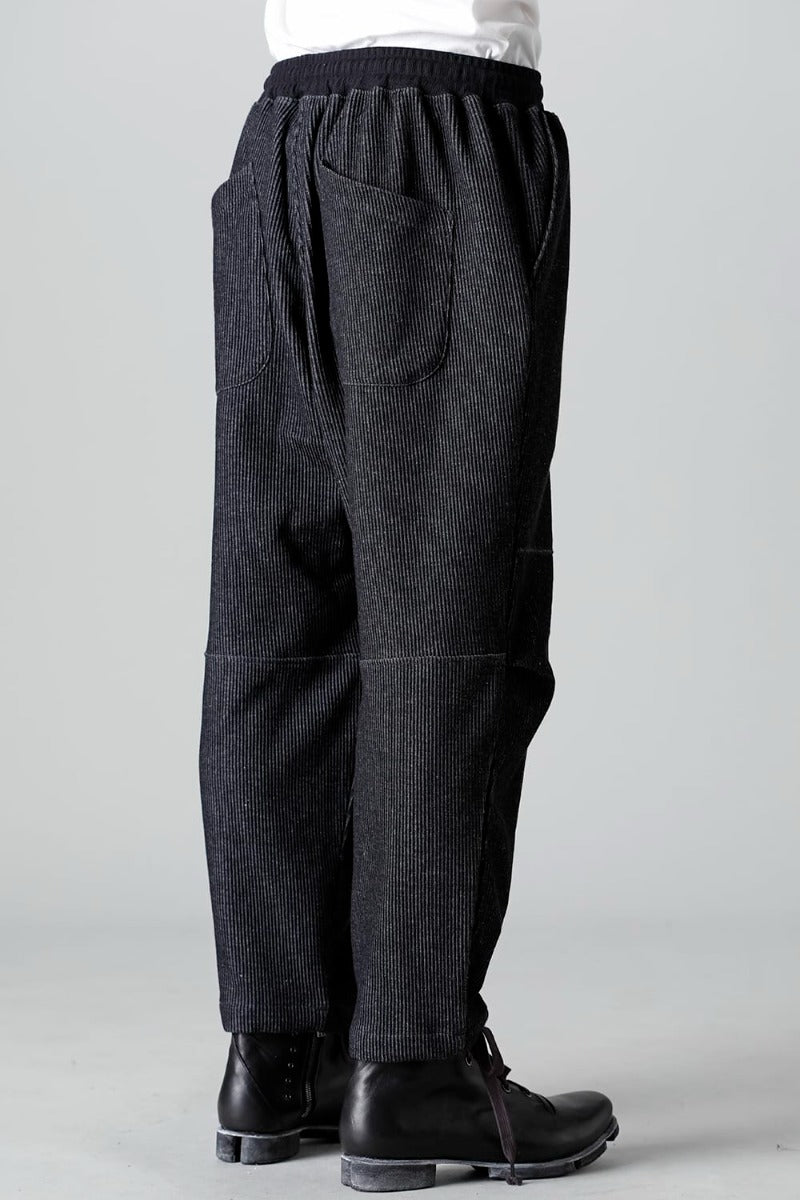 Stripe Knit Draw-Strings  Pants Black